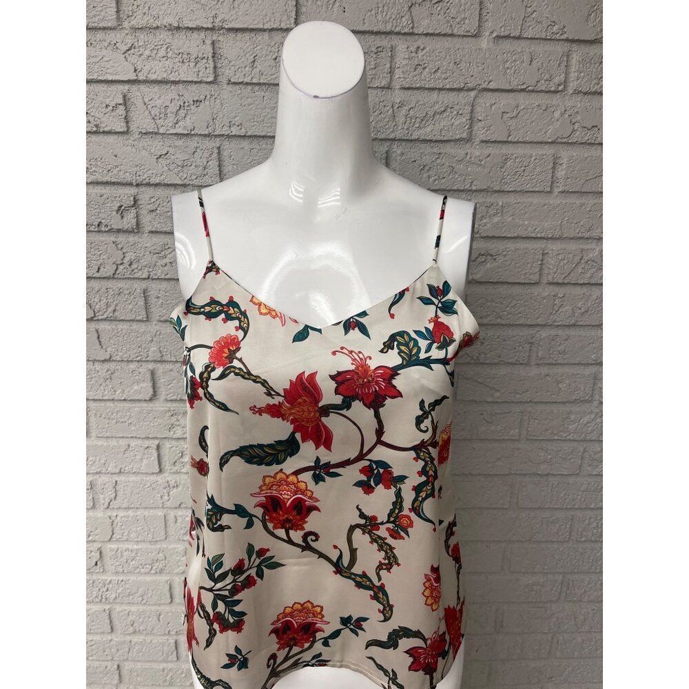 Cozy Lounge Wear Women Satin Floral Spaghetti Strap Top Size S NWT